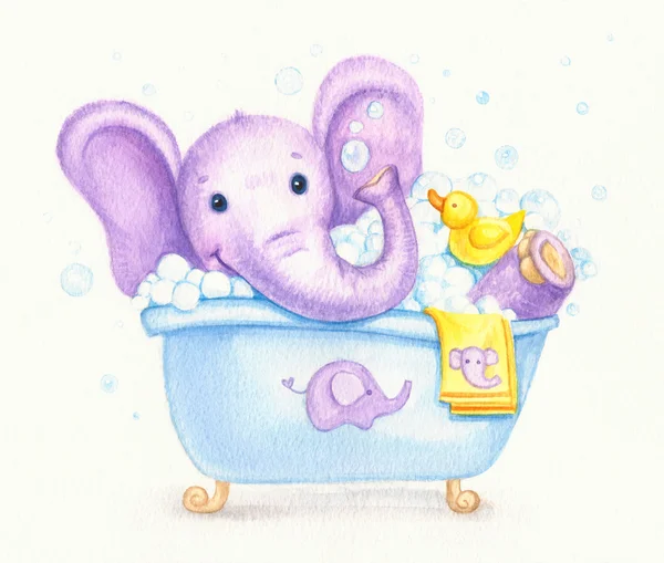 Bañar elefante bebé — Foto de Stock