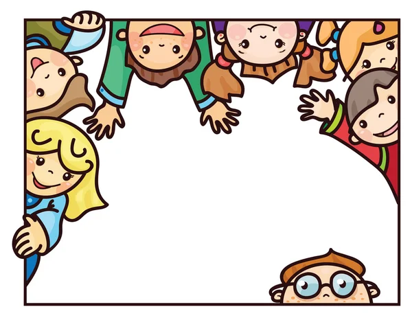 Feliz niños dibujos animados marco — Vector de stock
