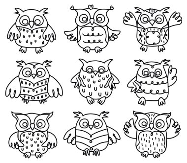 sevimli baykuşlar siluetleri