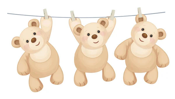 Hanging  teddy bears — Stock Vector