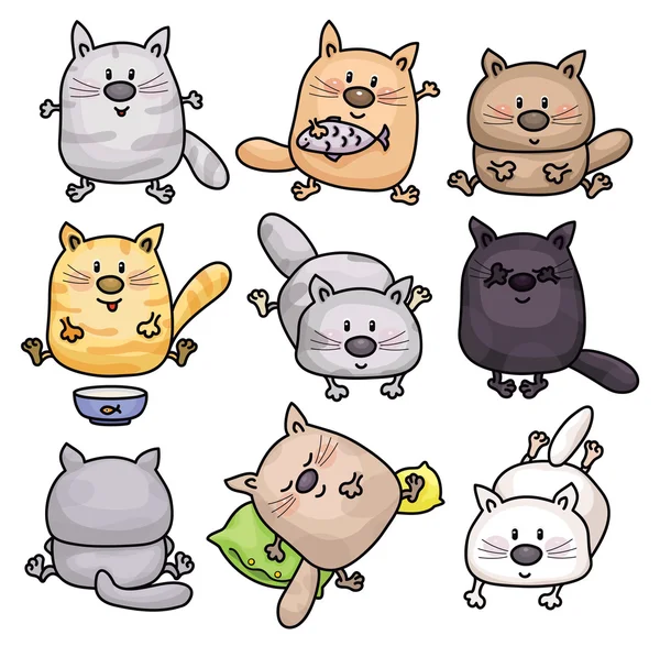 Gatos de desenho animado bonito — Vetor de Stock