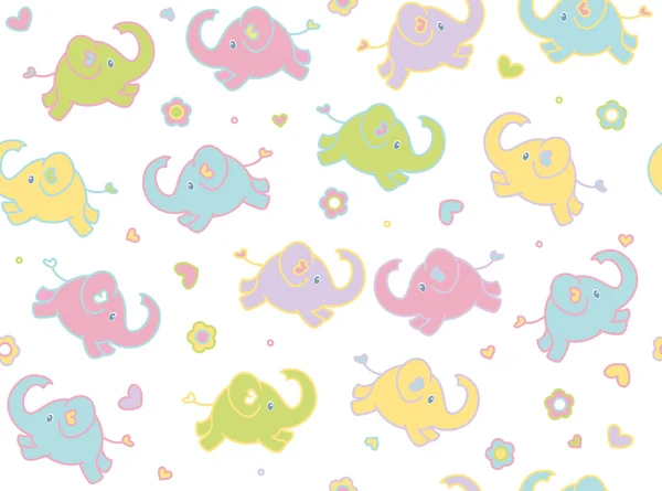 Cute elephants pattern — Stock Vector