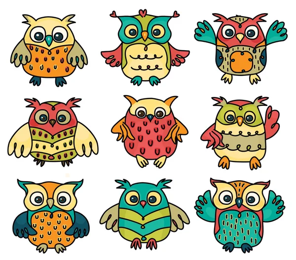 Cute cartoon owls — Stock Vector