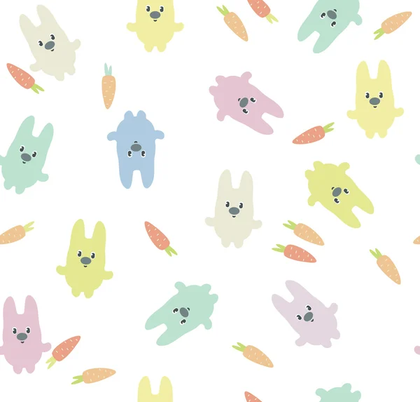 Schattig konijnen met worteltjes patroon — Stockvector