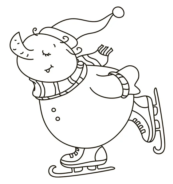 Bonhomme de neige heureux patineur — Image vectorielle