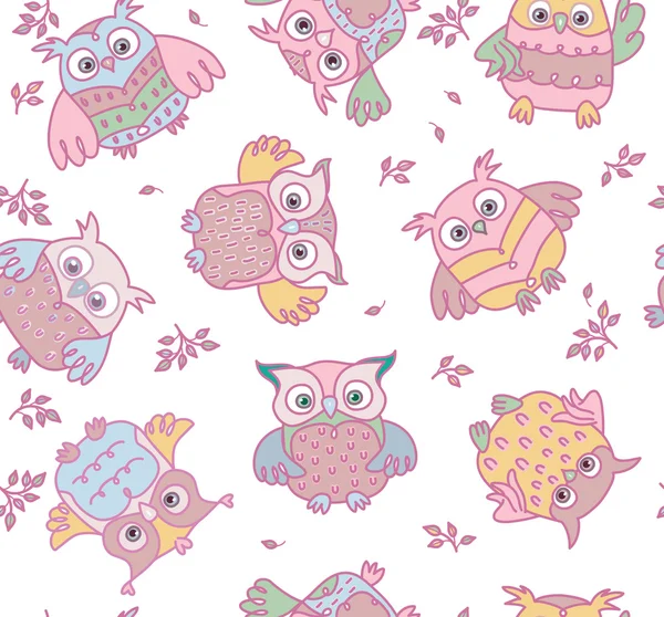 Owls seamless pattern — Stock Vector