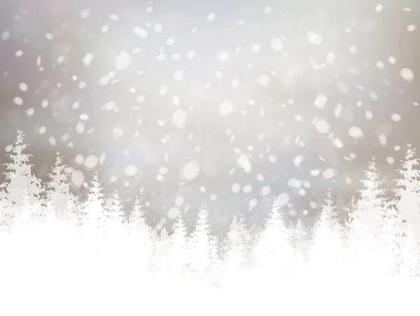 Winter scene with snowfall and forest — Stock Vector