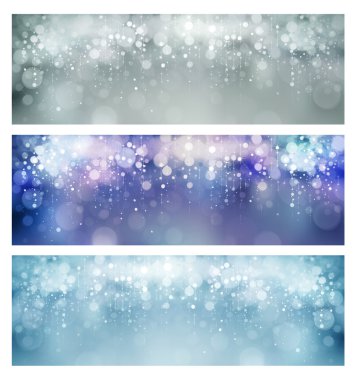 Mavi bokeh afiş.