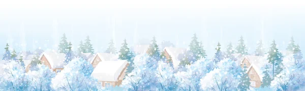 Paysage hivernal avec maisons — Image vectorielle