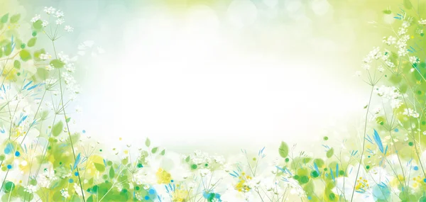 Vector Green Spring Floral Background — Stock Vector