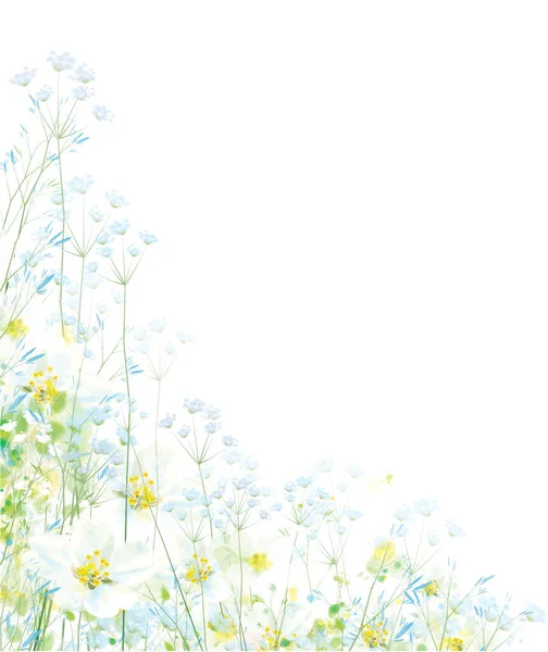 Векторный Цветочный Фон Цветы Растения Изолированы Белом — стоковый вектор