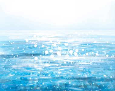 Vektör mavi su arka planı. Mavi suyun güneş ışığındaki dokusu.