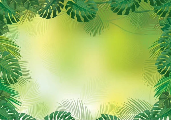 Vector Green Tropical Leaves Background Exotic Leaves Summer Background — Stock Vector