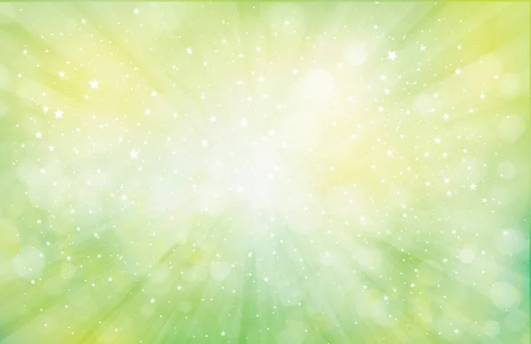 Vector Groen Sprankelende Achtergrond Met Stralen Lichten Sterren Groene Abstracte — Stockvector