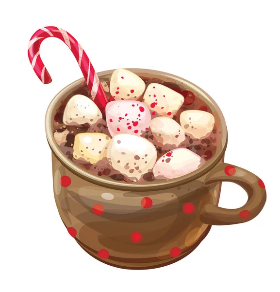 Vector Cup Hot Chocolate Marshmallows — Stock Vector