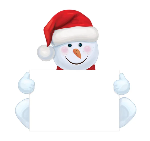 Vector Cute Snowman Hidng Blank — Stock Vector