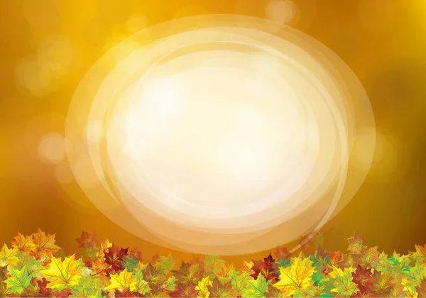 Vector Autumnal Maples Leaves Border Bokeh Background Autumnal Frame — Stock Vector