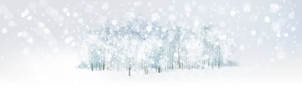 Vector Snowy Winter Wonderland Scene Forest Winter Landscape — Stock Vector