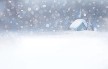 ev ve kar yağışı ile kış manzara