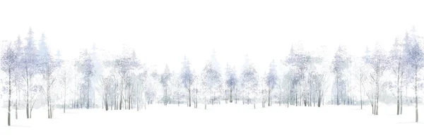 Escena de invierno vectorial con bosque — Vector de stock