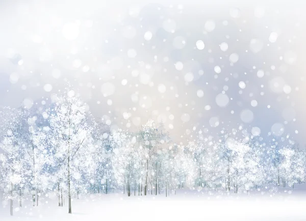 Vector de escena de invierno con bosque — Vector de stock