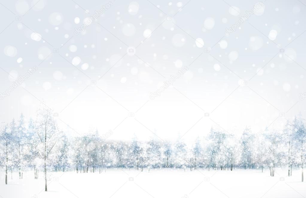 Vector of winter scene with forest