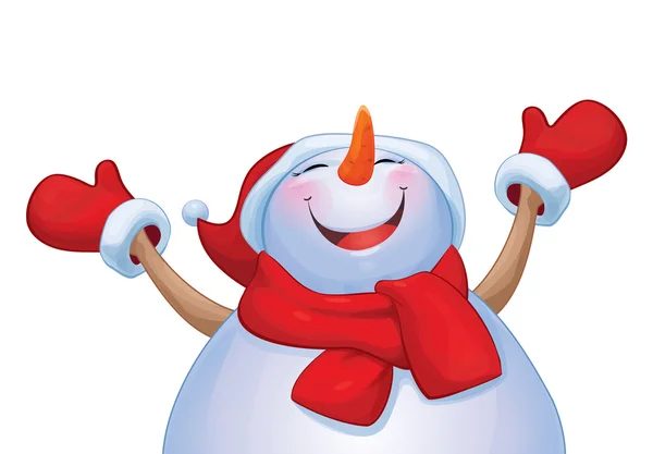 Dibujos animados muñeco de nieve feliz — Archivo Imágenes Vectoriales
