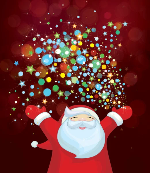 Santa Claus with colorful lights. — Stock Vector