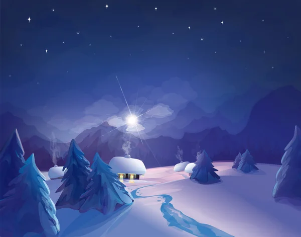 Nuit hiver scène . — Image vectorielle