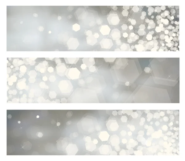 Gray bokeh banners. — Stock Vector