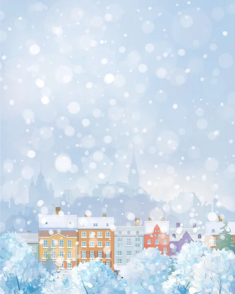 Winter cityscape. — Stock Vector