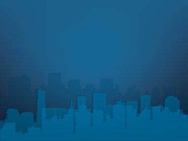 Gece şehir arka plan mavi renklerde