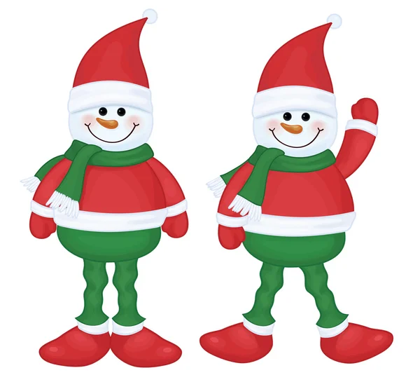 Two snowmen cartoons — Stock Vector