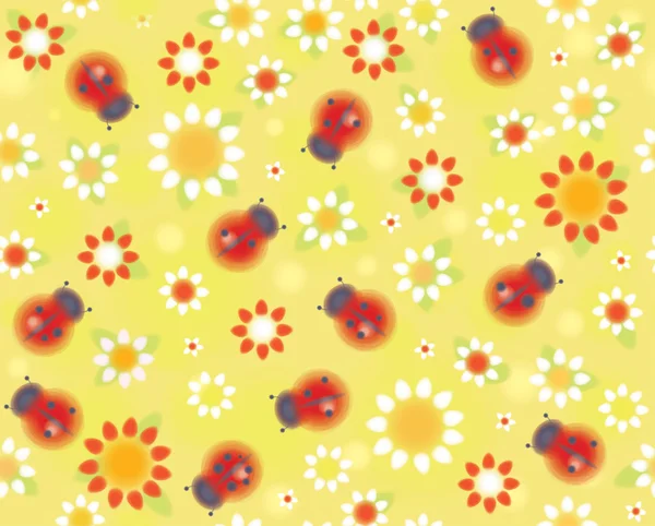 Seamless pattern with ladybugs — Stock Vector