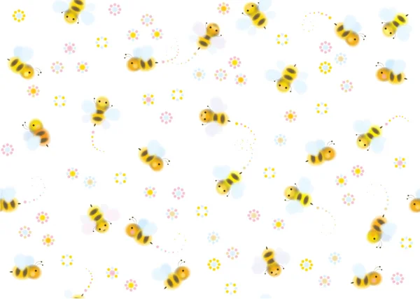 Roztomilý vzor včel. — Stockový vektor