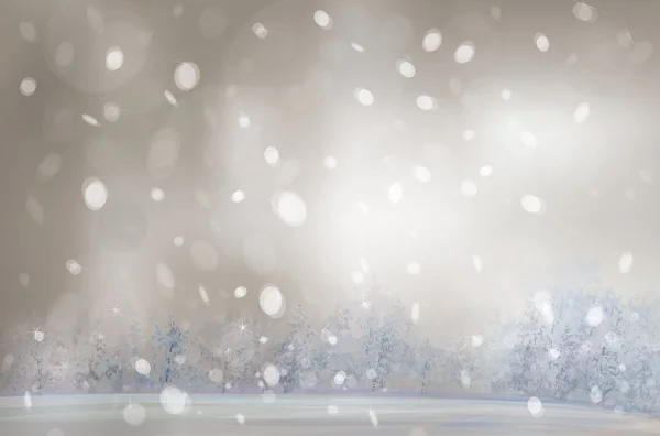 Inverno paesaggio nevoso con sfondo foresta . — Vettoriale Stock