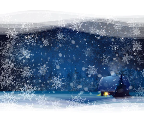 Noël nuit hiver paysage — Image vectorielle