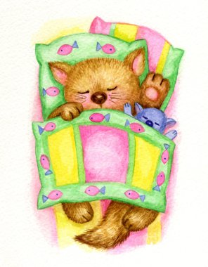Sevimli uyuyan yavru kedi