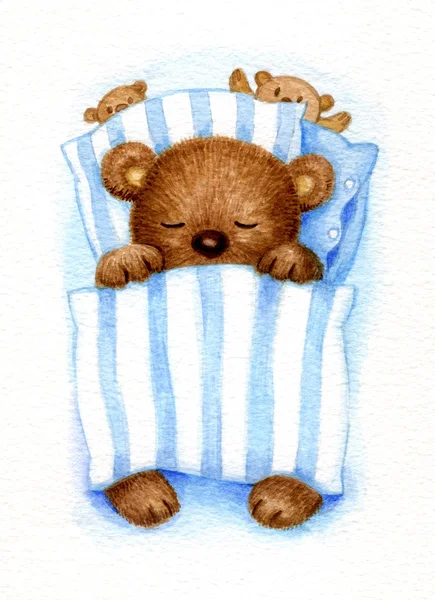 Baby bear in bed, — Stock Photo, Image