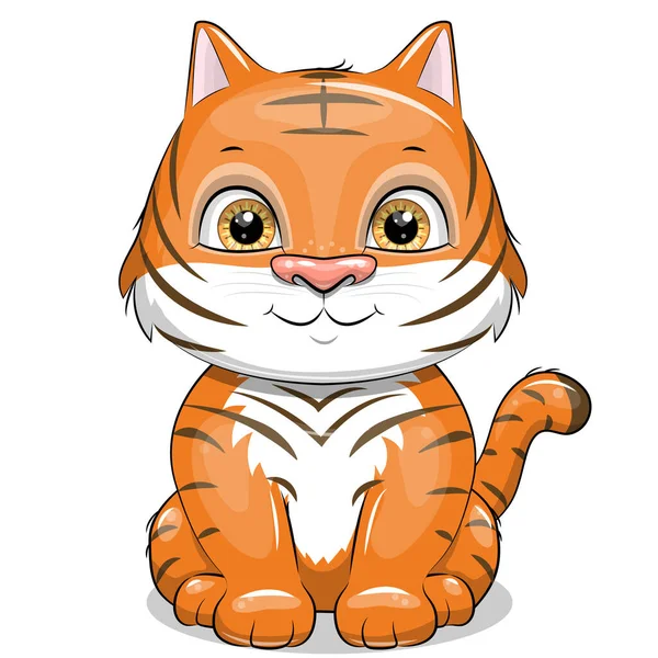 Lindo Gato Rojo Rayado Ilustración Vectorial Animales Aislados Blanco — Vector de stock