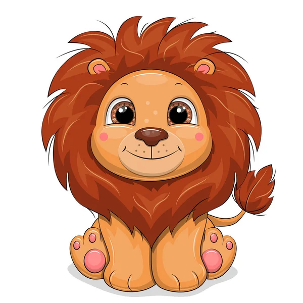 Leão Bebé Bonito Dos Desenhos Animados Ilustração Vetorial Animal Isolado —  Vetores de Stock