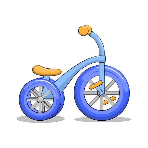 Cute Cartoon Blue Kids Bicycle White Background — Stock Vector