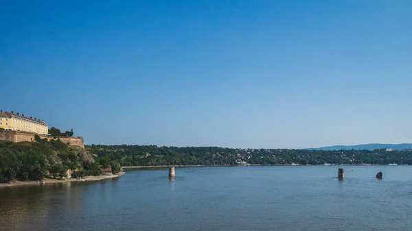 Вид Фортецю Петроварадін Біля Річки Дунай Новий Сад Сербія — стокове фото