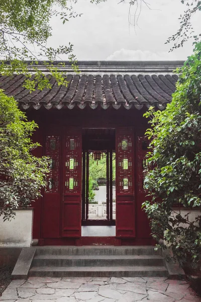 Entrada Para Arquitetura Chinesa Radicional Entre Árvores Tiger Hill Huqiu — Fotografia de Stock