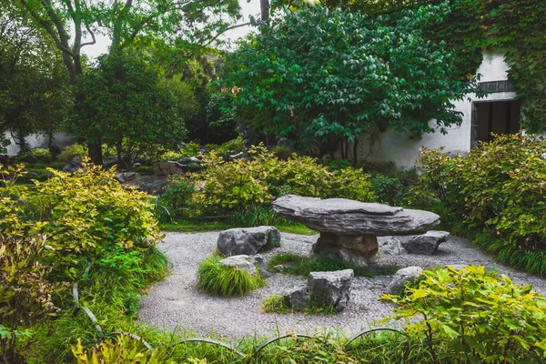 Stenen Tafel Stoelen Tuin Bij Lingering Garden Scenic Area Suzhou — Stockfoto