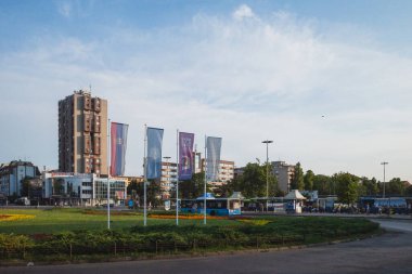 27 Temmuz 2019 - Novi Sad, Sırbistan: Novi Sad tren istasyonundaki otobüs durağı