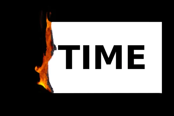 Time is written on burning plate — Stockfoto