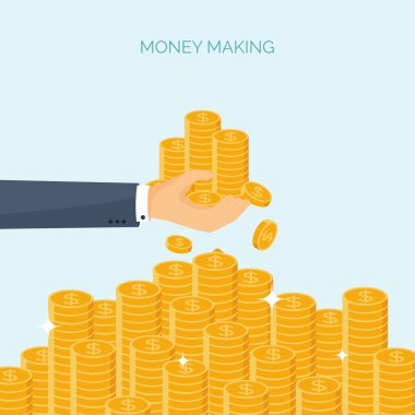 Vektör illüstrasyon. Düz başlık. Para, para kazanmak. Web ödemeleri. Dünya para birimi. İnternet mağazası, alışveriş. Tıklama başına ödeme. Iş.