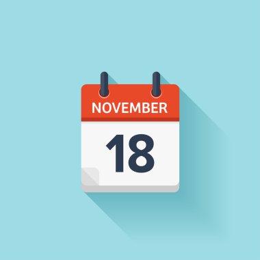 18 Kasım. Vektör düz günlük takvim simgesi. Tarih ve saat, gün, ay. Holiday.