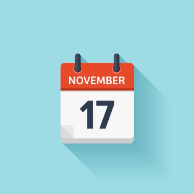 17 Kasım . Vektör düz günlük takvim simgesi. Tarih ve saat, gün, ay. Holiday.